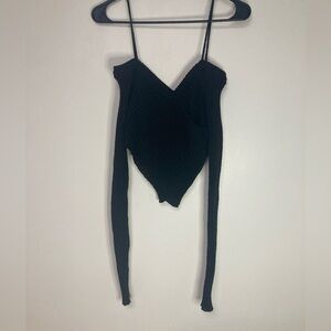 Silence + Noise Black Ribbed Asymmetrical Sweater